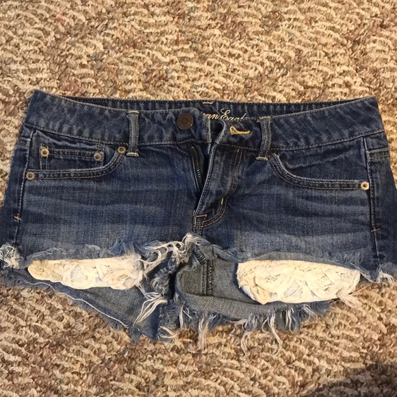 American Eagle Lace Pocket Denim Shorts 